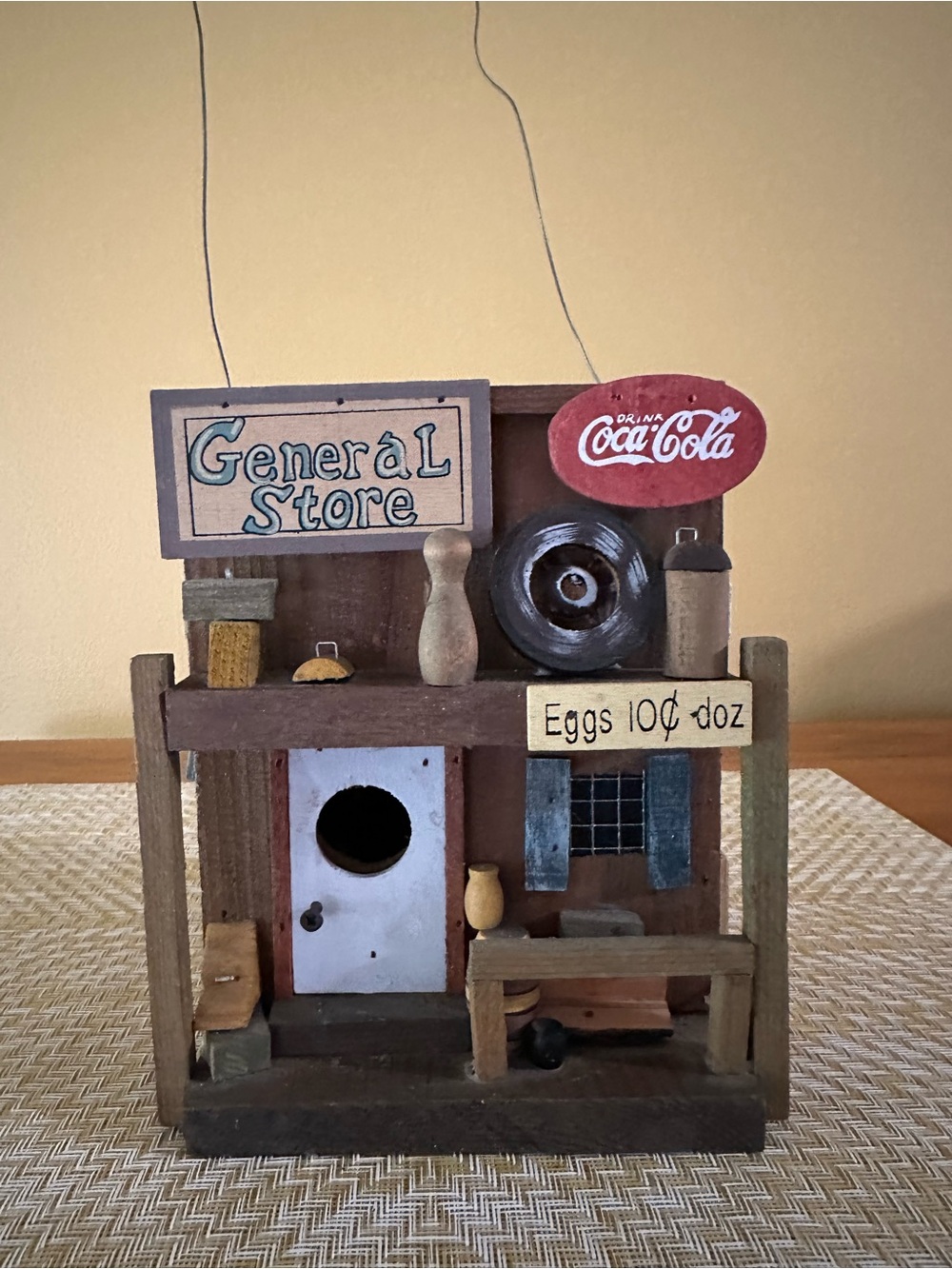 Coca Cola Rustic General Store Birdhouse in Brown and Cream